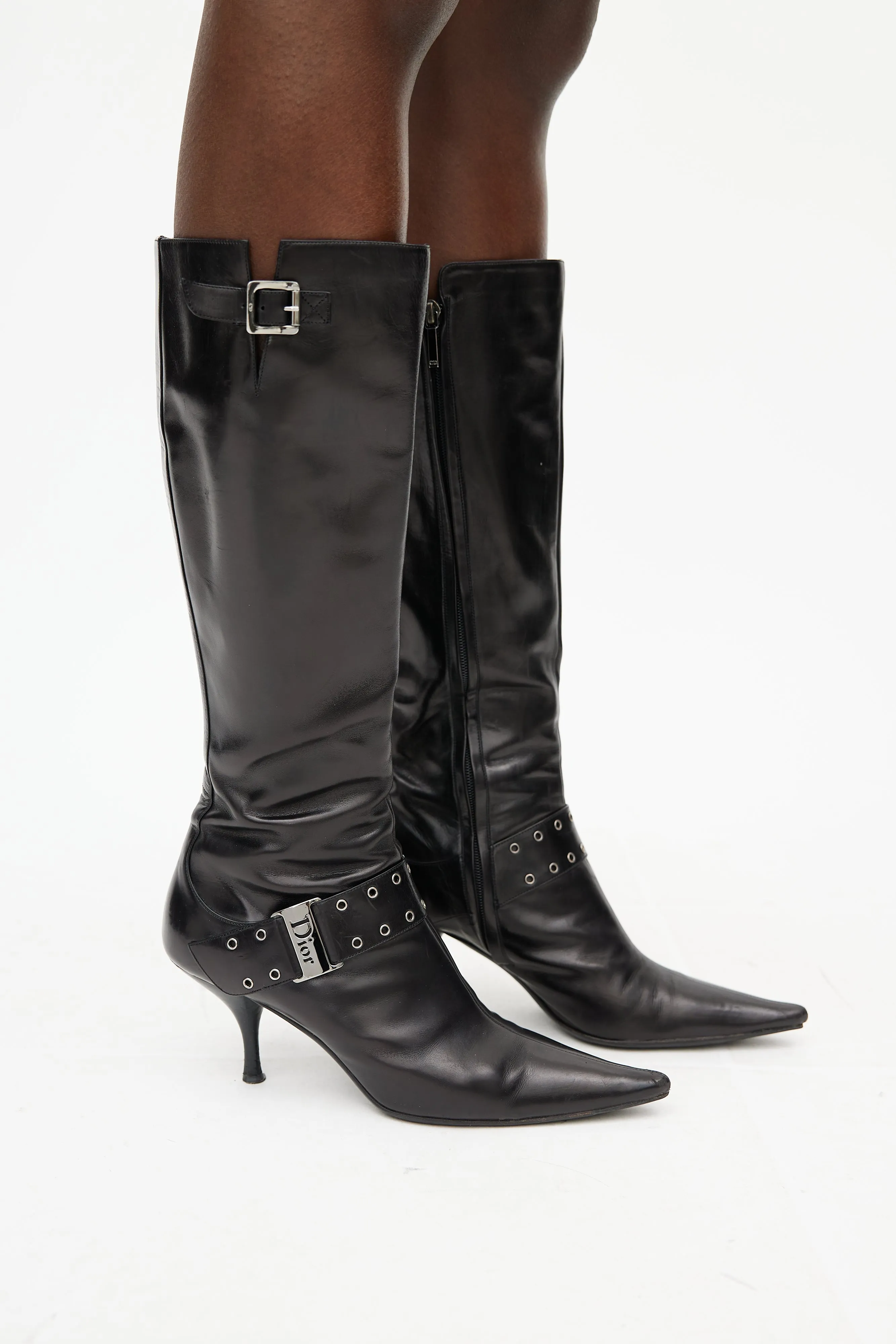 Black & Silver Buckle Boot