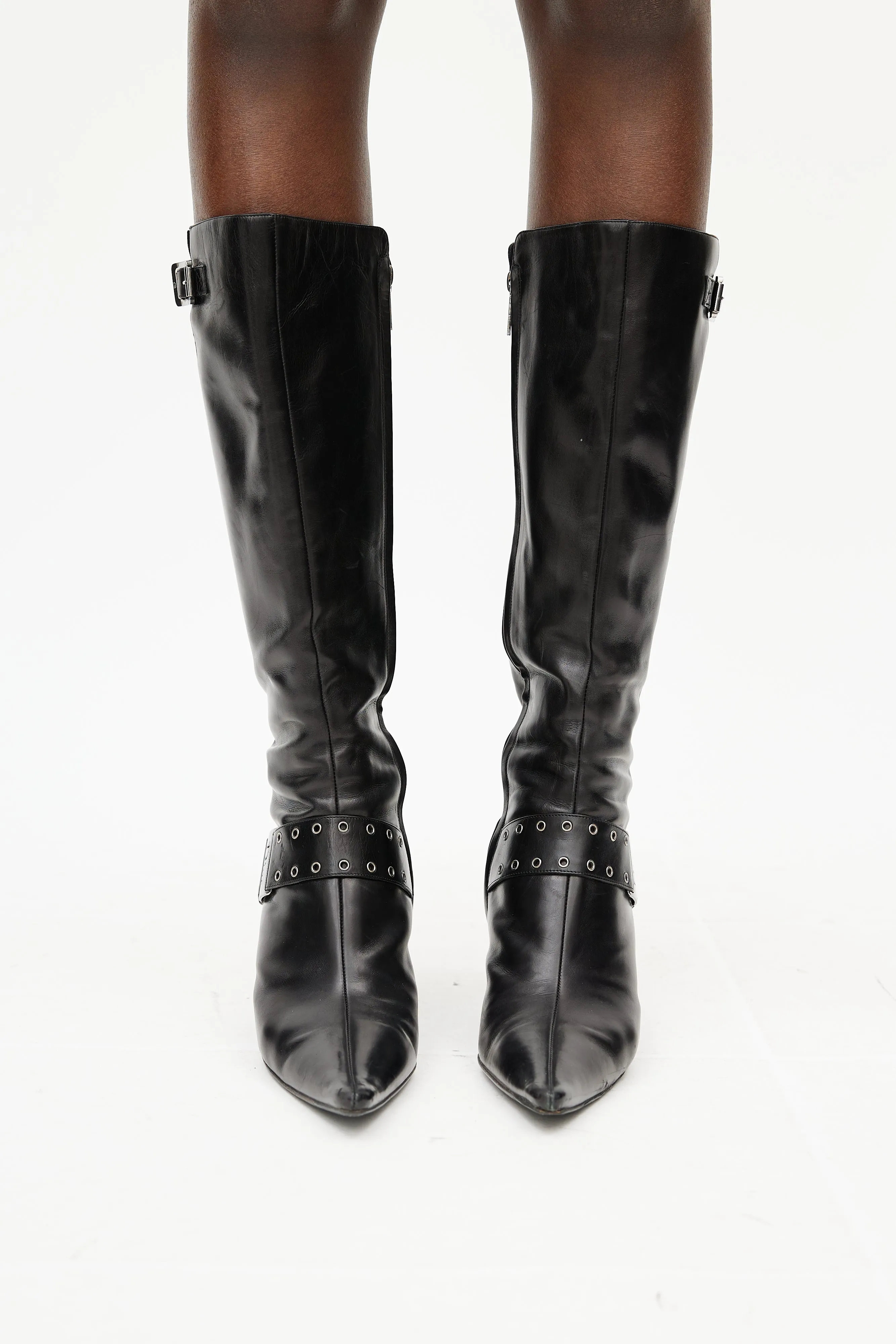Black & Silver Buckle Boot