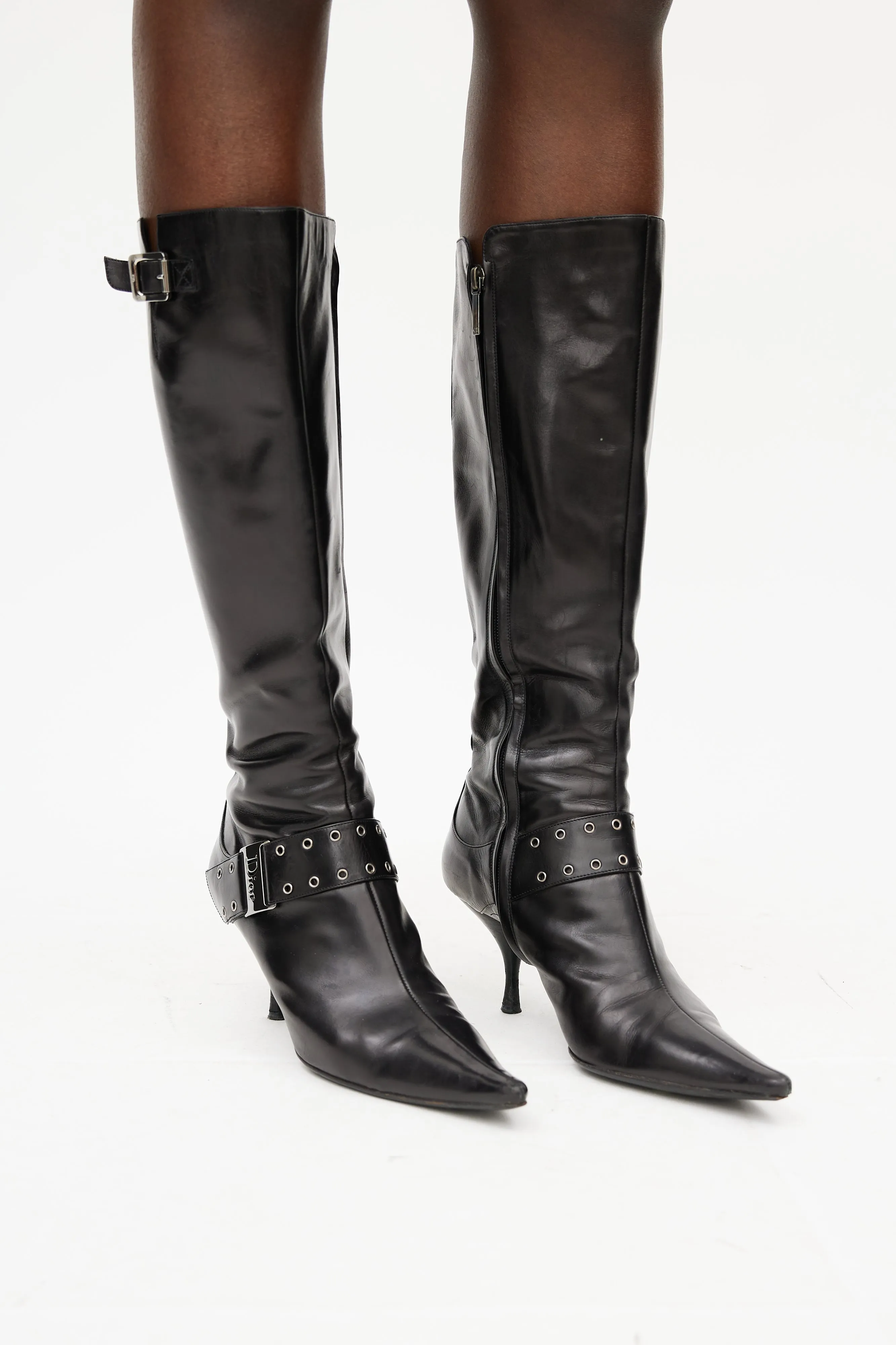 Black & Silver Buckle Boot