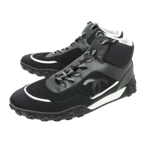 Chanel Black CC Nylon Mesh High Top Warm Sneakers 37.5