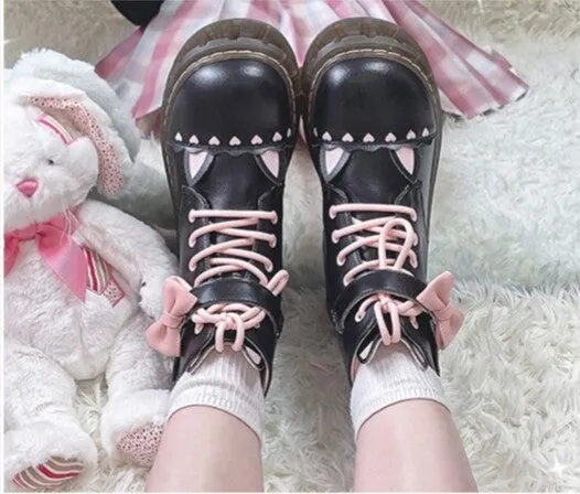 Cute Kitten Lolita Martin Boots