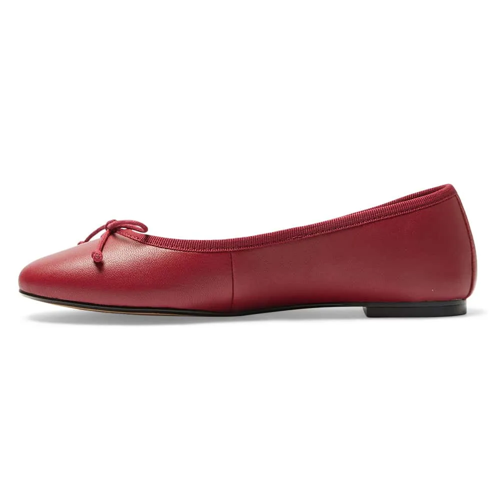 Fonteyn Flat in Red Leather