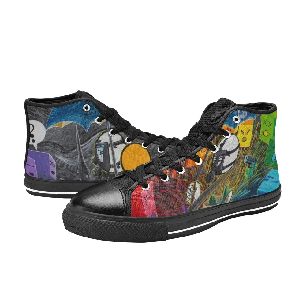 Ish presenting Fish Women's Classic High Top Canvas Shoes (Model 017)