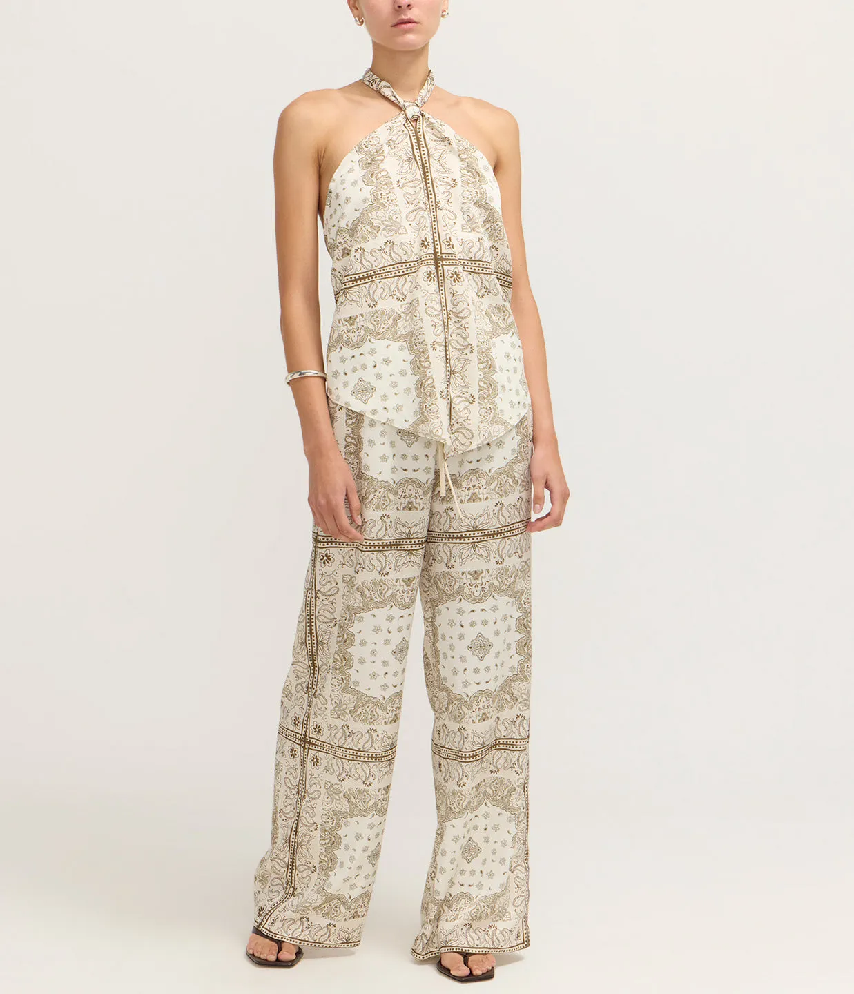 Junie Halter Top in Beige Bandana