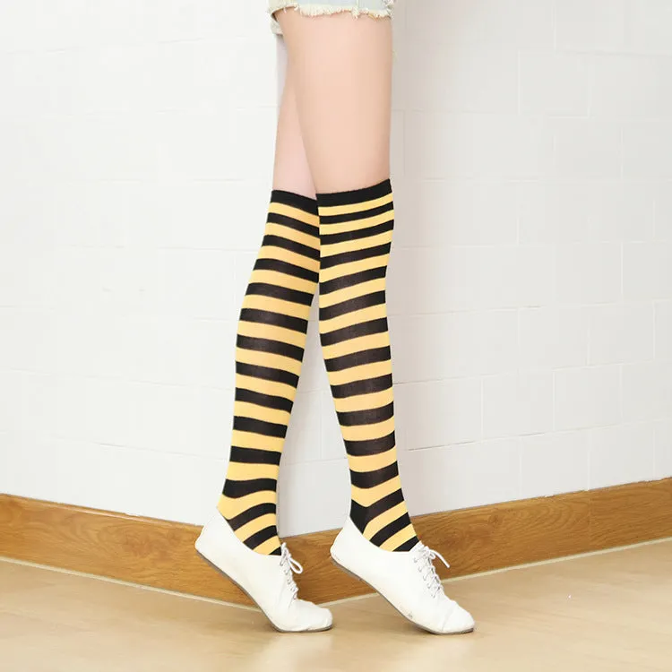 SF125 Yellow & Black Stripe Knee High Socks