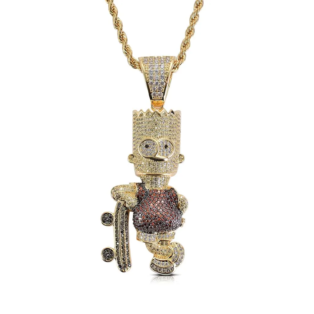 Skateboard Simpson Pendant Necklace