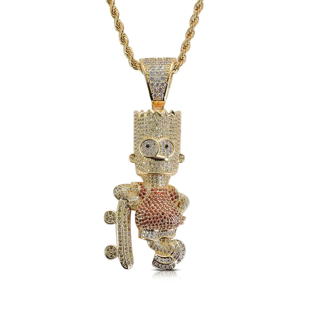 Skateboard Simpson Pendant Necklace