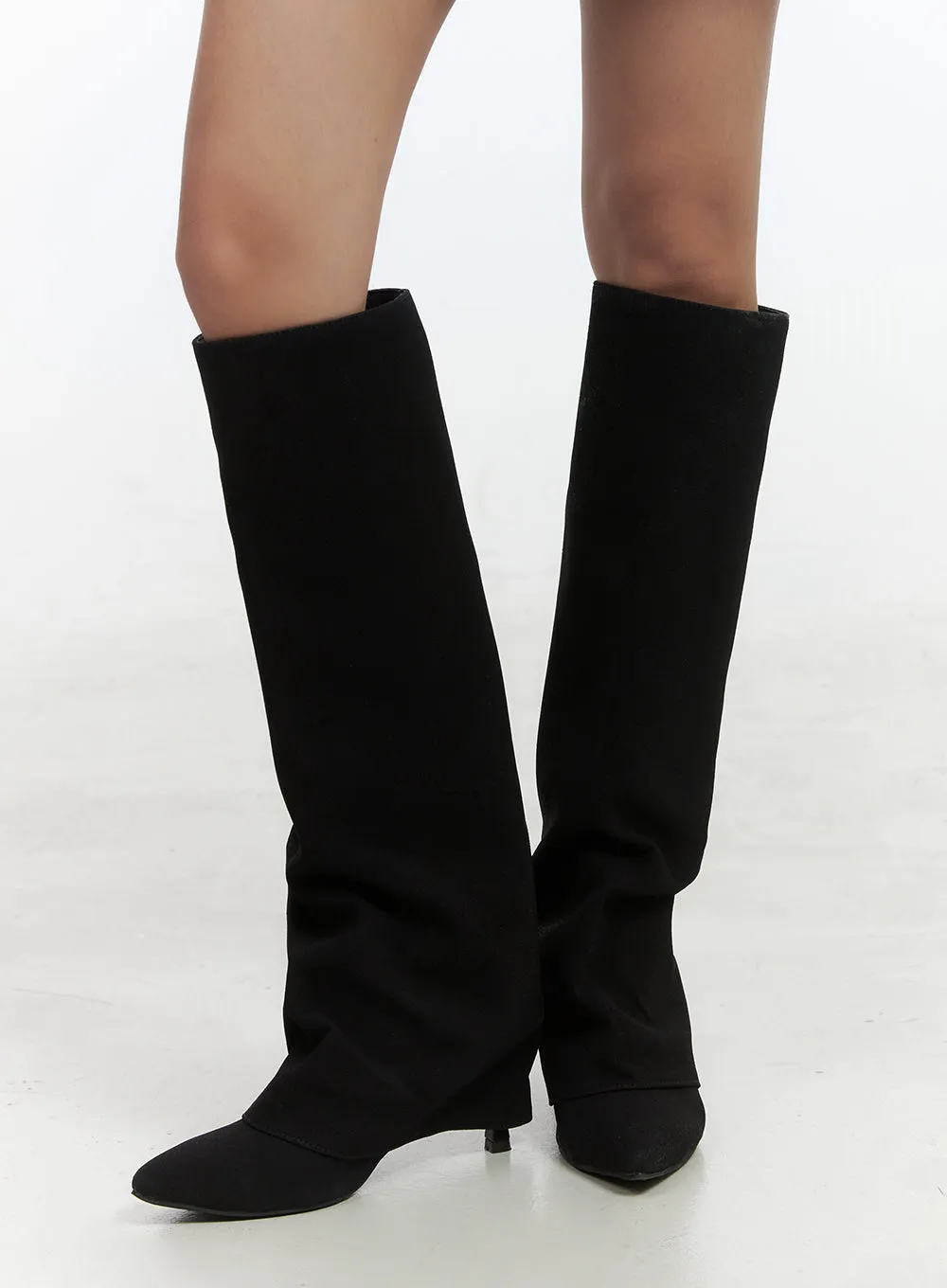 Solid Faux Leather Knee-High Boots CO414