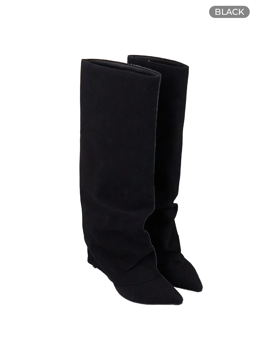 Solid Faux Leather Knee-High Boots CO414