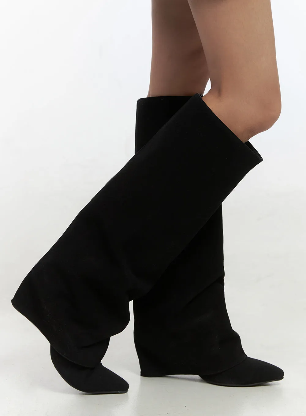 Solid Faux Leather Knee-High Boots CO414