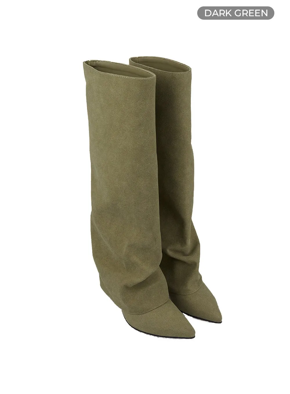 Solid Faux Leather Knee-High Boots CO414