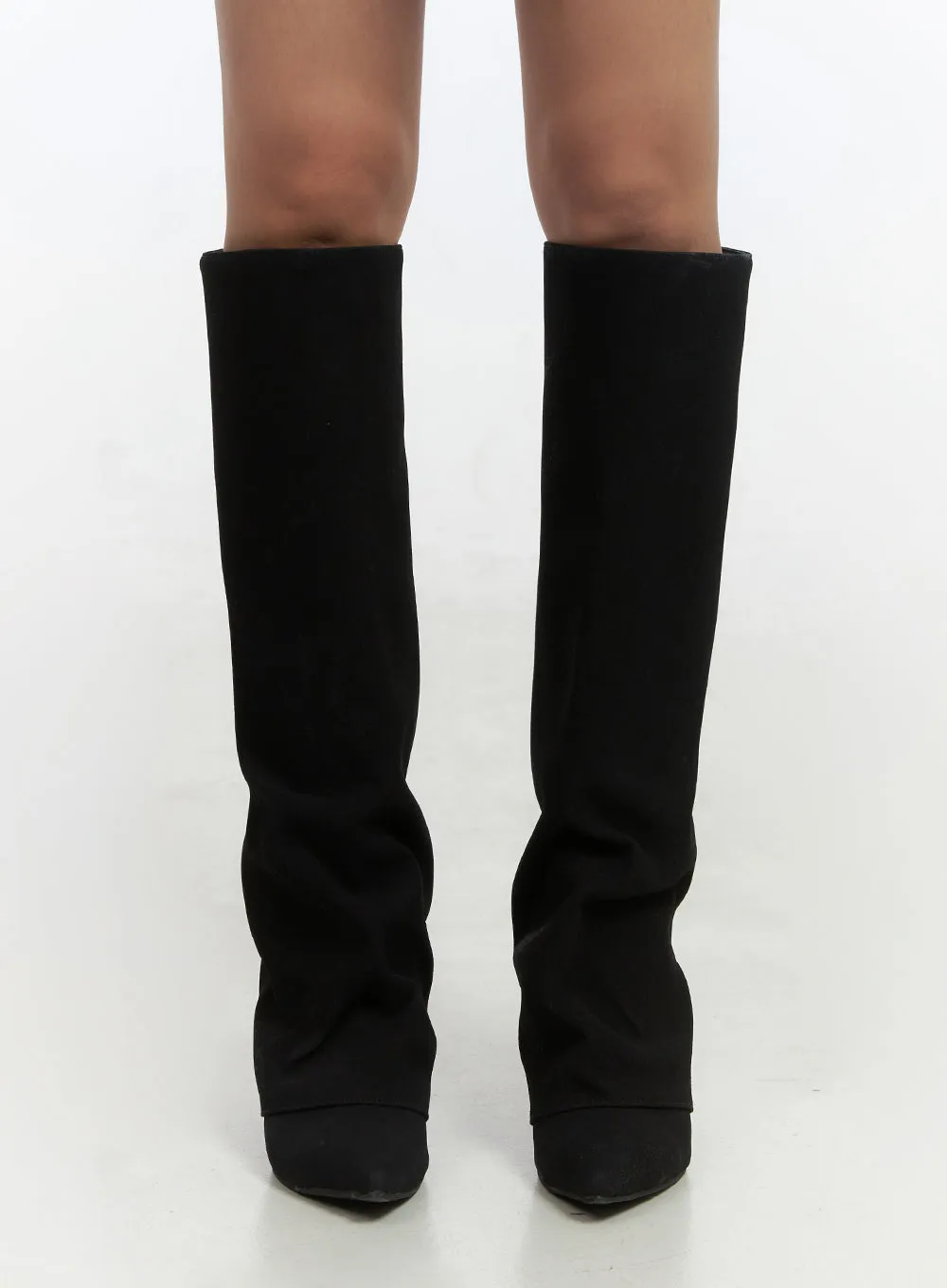 Solid Faux Leather Knee-High Boots CO414