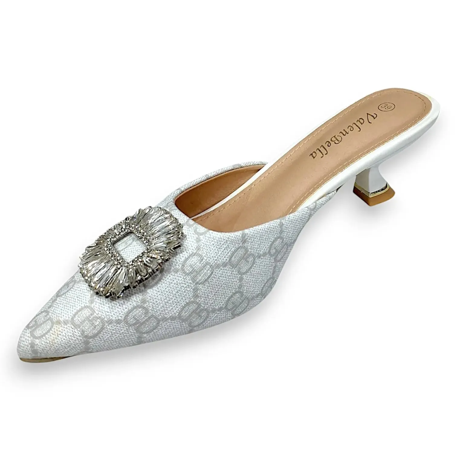 ValenBella Monogram Crystal Buckle Mule