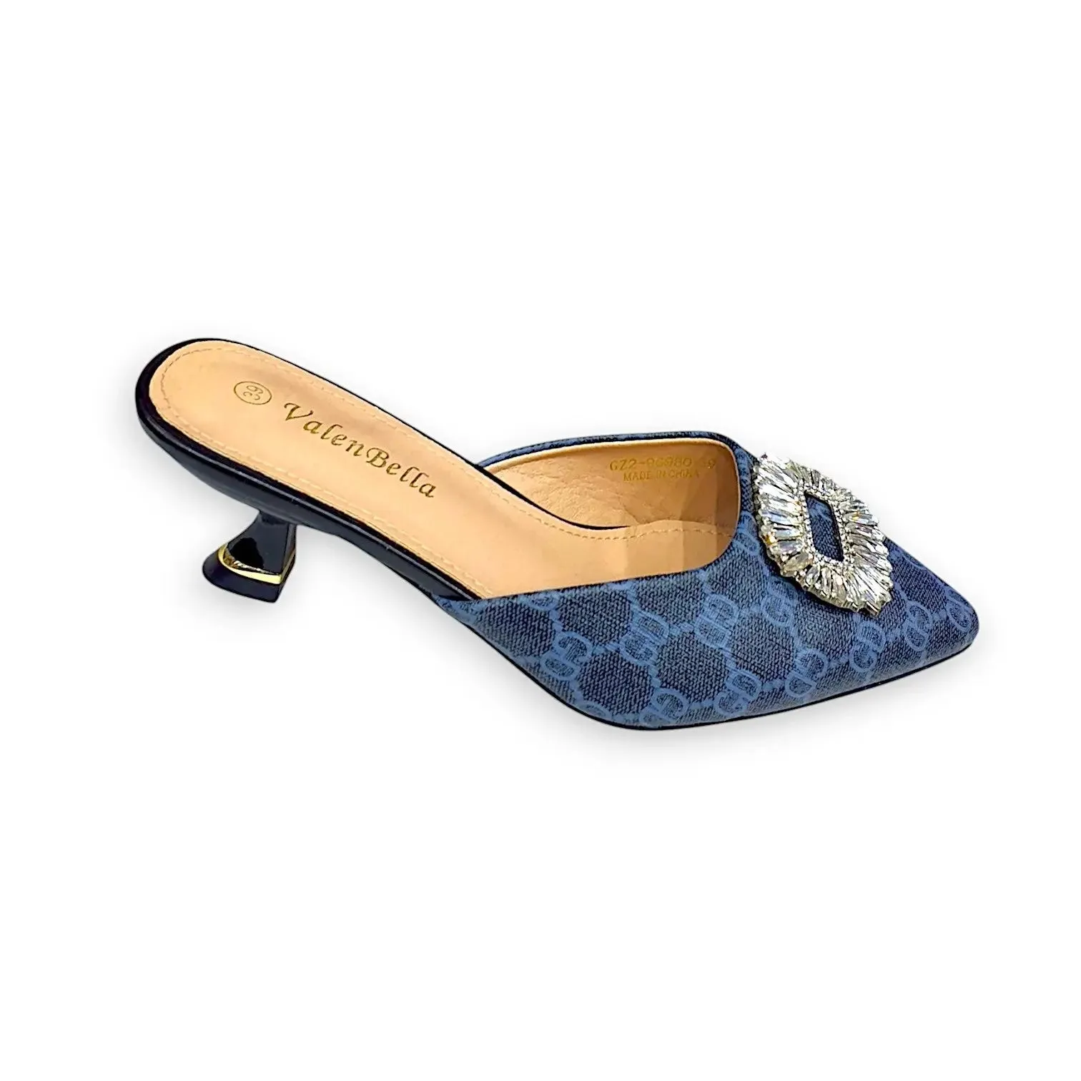 ValenBella Monogram Crystal Buckle Mule