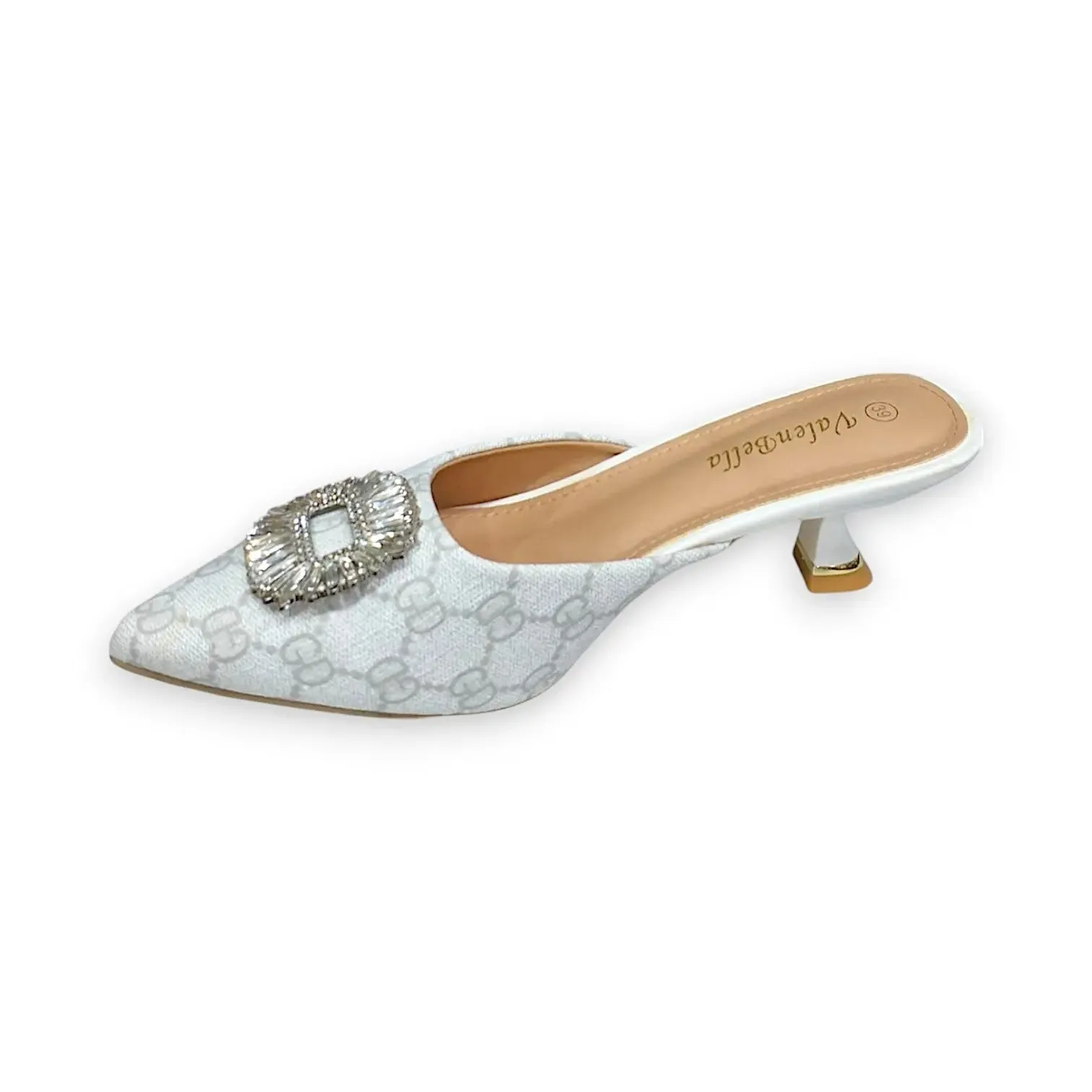 ValenBella Monogram Crystal Buckle Mule