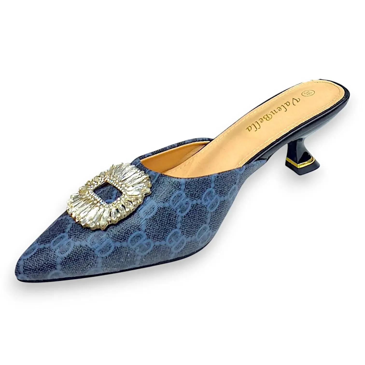 ValenBella Monogram Crystal Buckle Mule