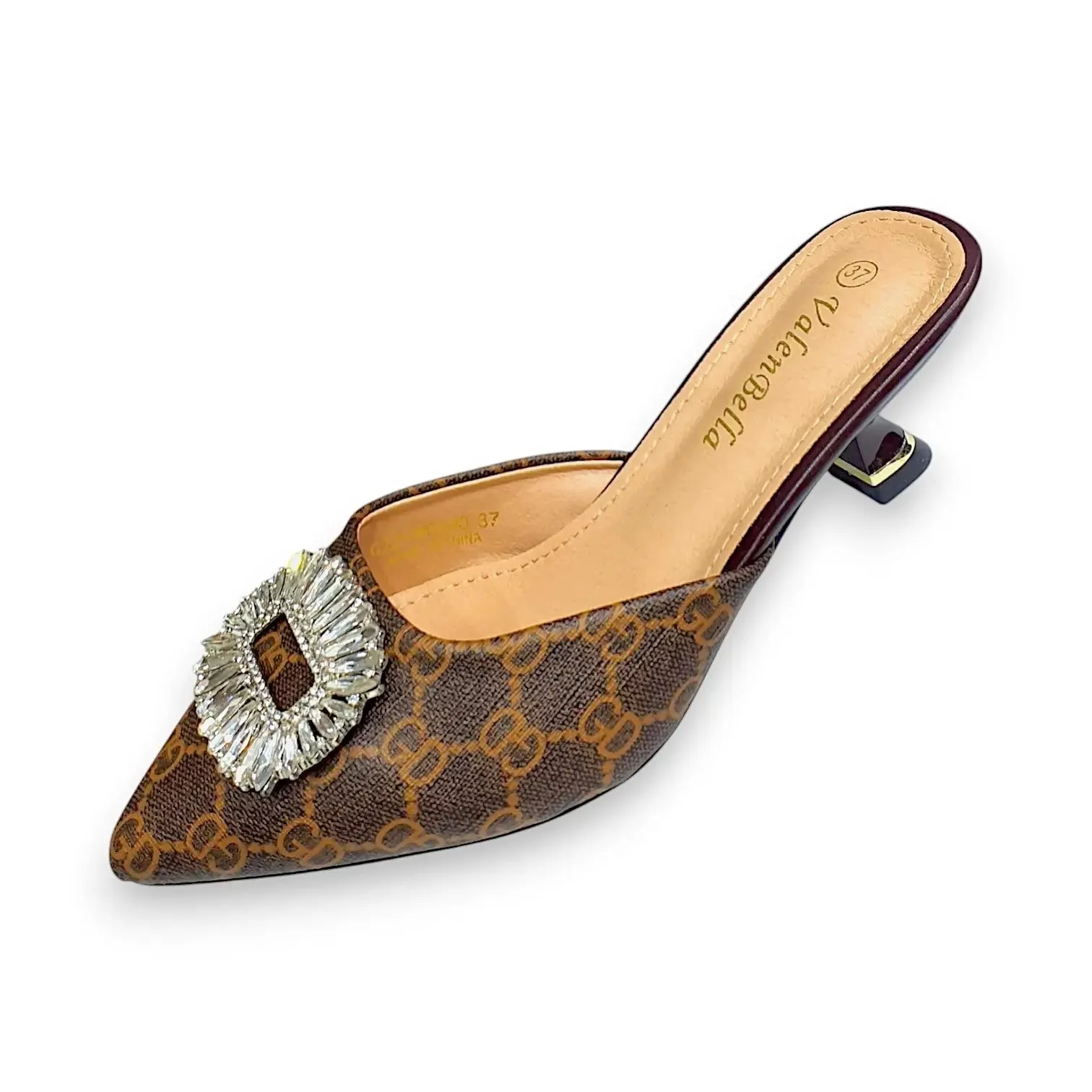 ValenBella Monogram Crystal Buckle Mule