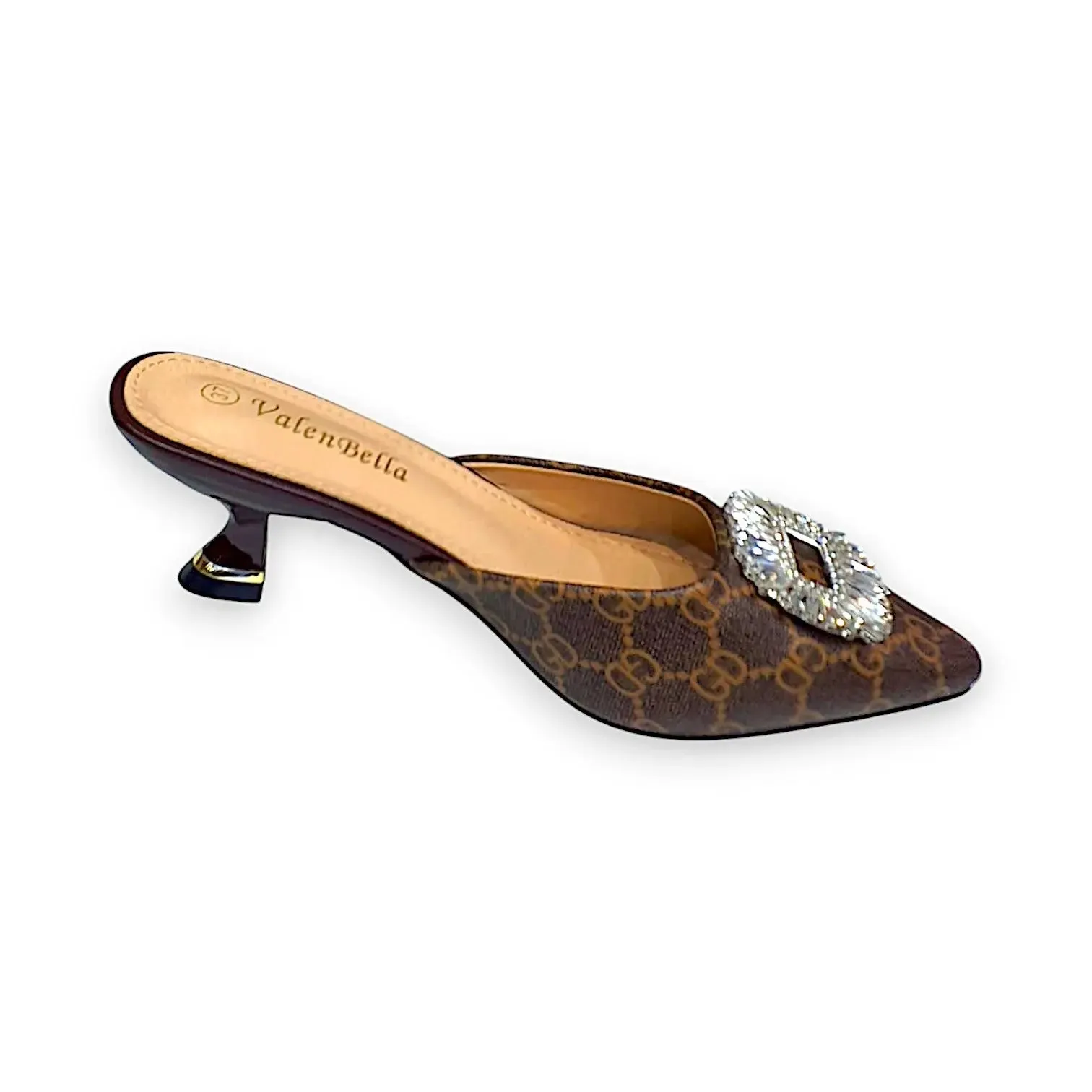 ValenBella Monogram Crystal Buckle Mule