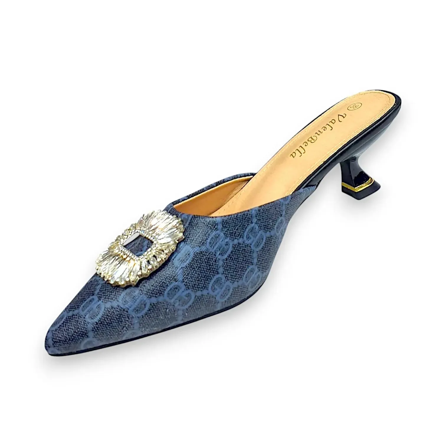 ValenBella Monogram Crystal Buckle Mule