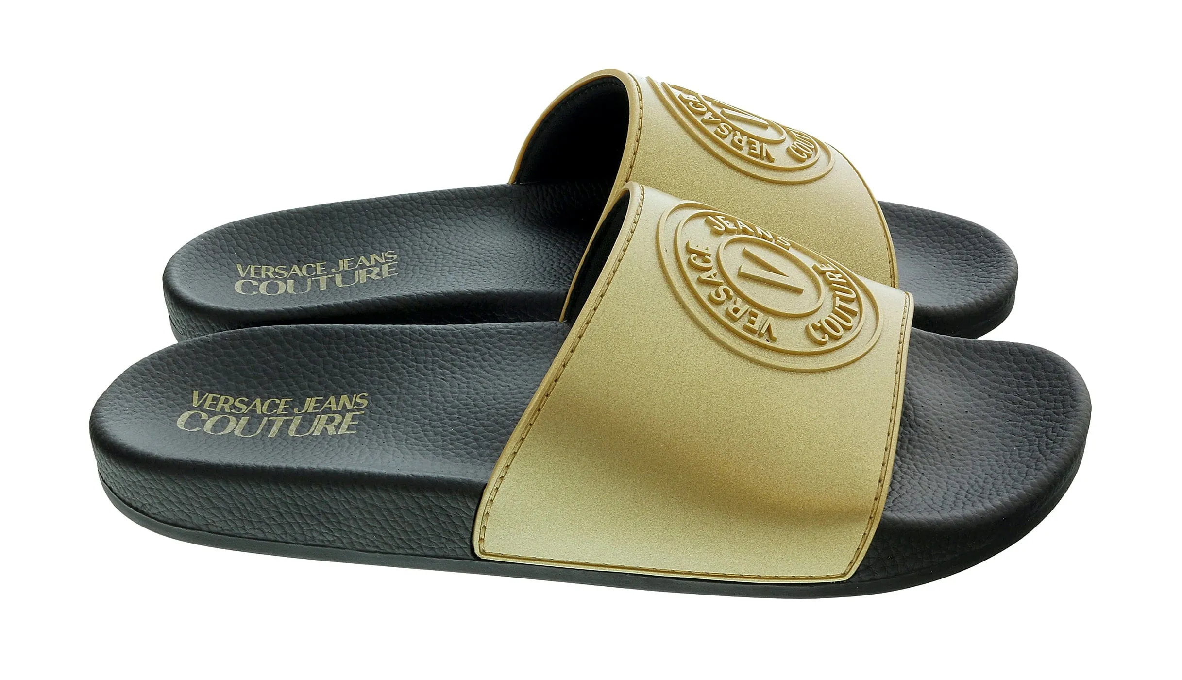 Versace Jeans Couture Gold Signature Logo Pool Slide -