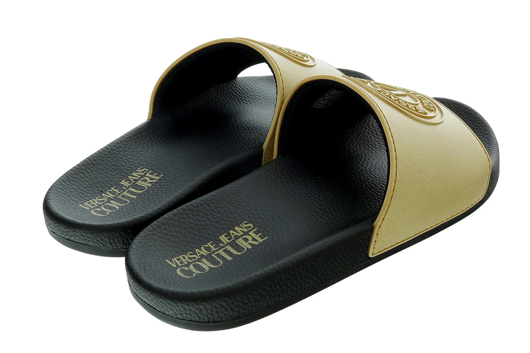 Versace Jeans Couture Gold Signature Logo Pool Slide -
