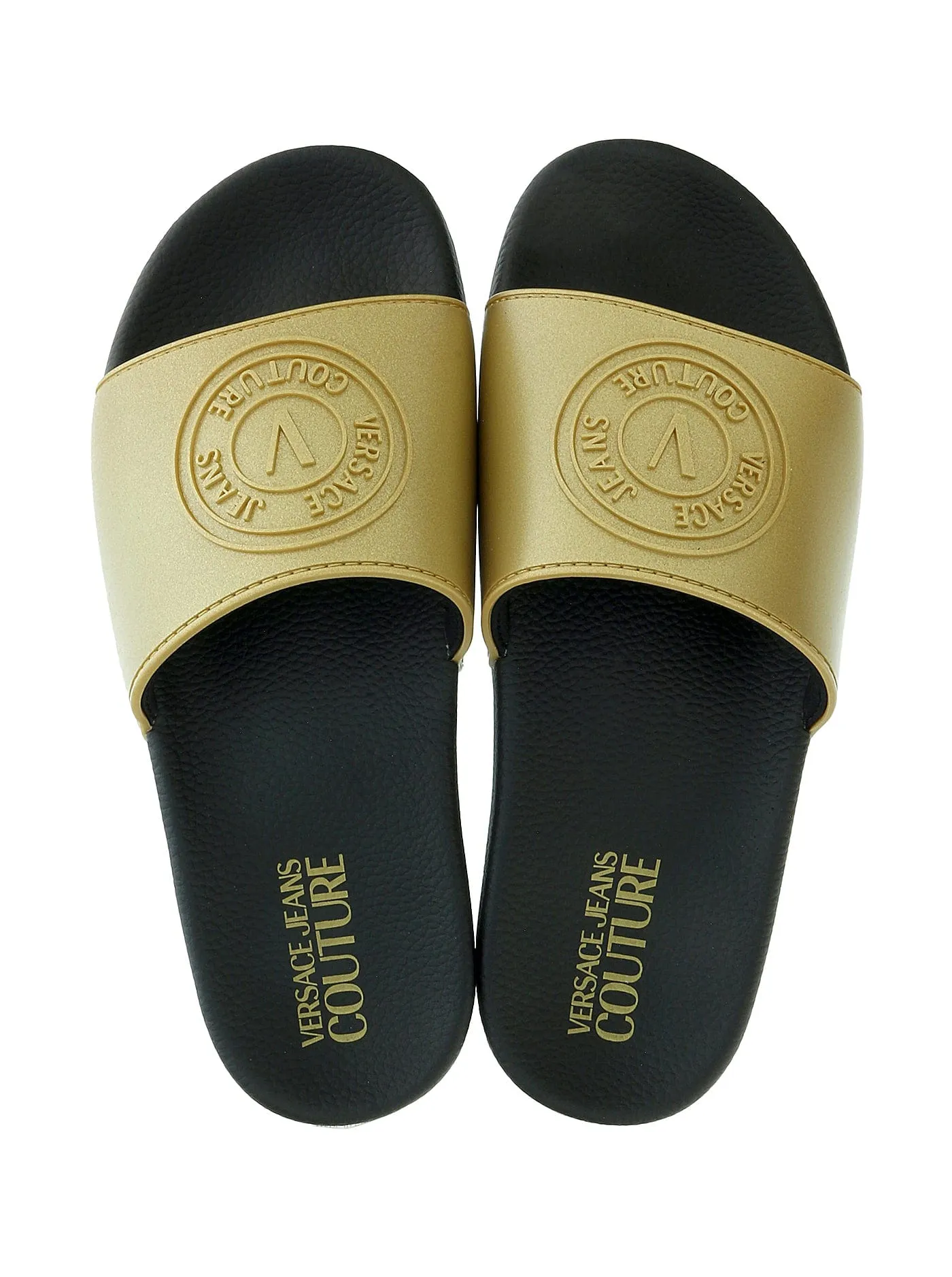 Versace Jeans Couture Gold Signature Logo Pool Slide -